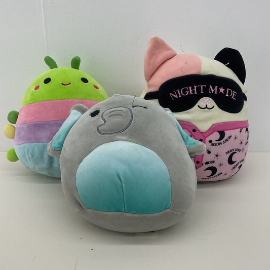 Squishmallows Mixed LOT Rainbow Worm Gray Elephant Pink Sleepy Cat Plush Toys