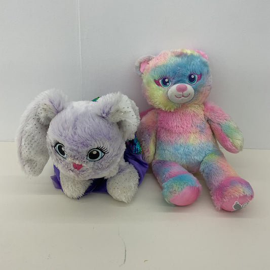 Preowned Build A Bear Workshop Purple Pink Rainbow Bunny Rabbit Teddy Bear Plush