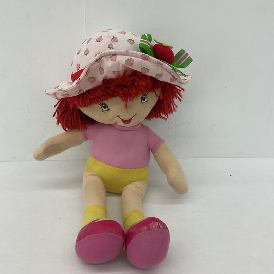 Strawberry Shortcake Pink Stuffed Animal Plush Doll Yarn Hair Hat Girl Toy