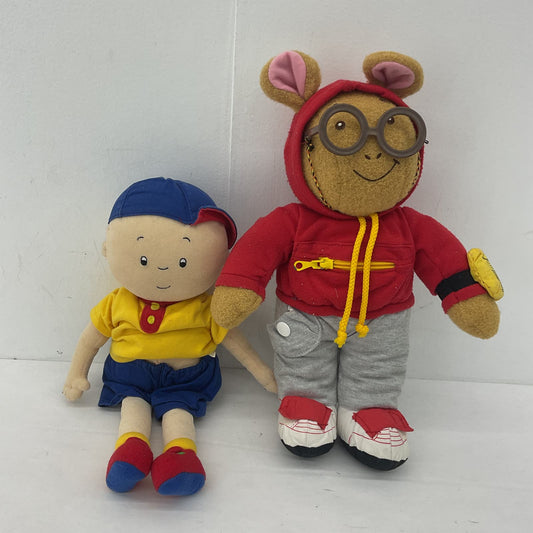 Vintage LOT 2 PBS Kids Plush Dolls Caillou Arthur Cartoon Character Stuffies