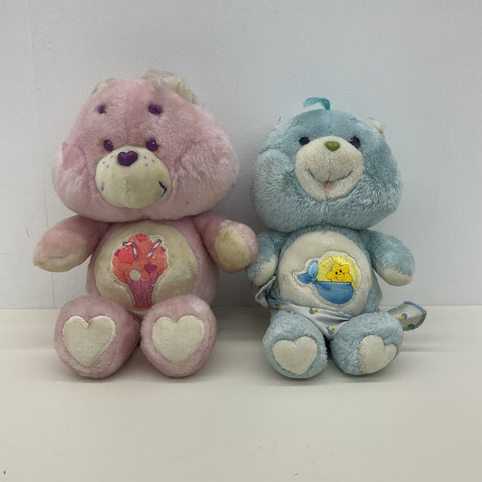 Vintage Kenner LOT 2 Care Bears Plush Dolls Purple Share Bear Blue Baby Tugs Toy