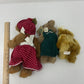 Vintage LOT 3 Brown Jointed Teddy Bear Plush Dolls Boyds Rare Bear Red Dress