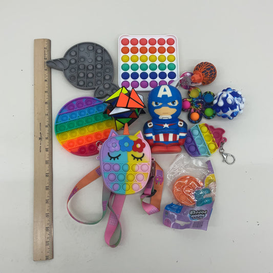 Multicolor Sensory Toys Rainbow Fidget Popits Squishy Foam Figures Keychains