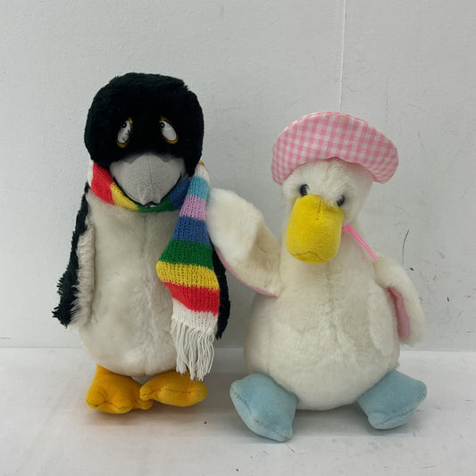 VTG LOT 2 Dakin Gund Penguin Goose in Hat Plush Dolls Stuffed Toys