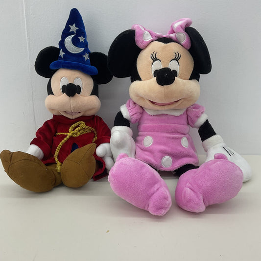 Disney Classic Character Plush Dolls LOT Mickey Mouse Wizard Minnie Mouse Toys