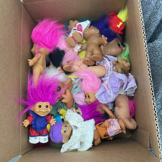 VTG and Modern Troll Doll Toy Lot Multi Color Figures Ace Russ Pink Yellow