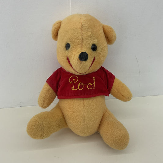 Vintage Disney 1960s Winnie the Pooh in Red Shirt Character Plush Doll Toy