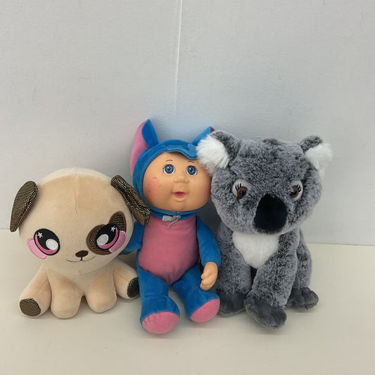 CUTE Assorted LOT 3 Plush Dolls CPK Elephant Gray Koala Littlest Pet Shop Dog