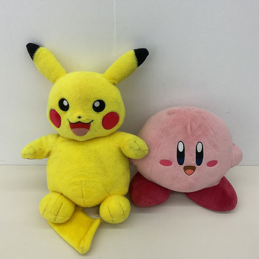 BABW Build a Bear Pokemon Yellow Pikachu Plush Doll & Pink Kirby Character Toy - Warehouse Toys