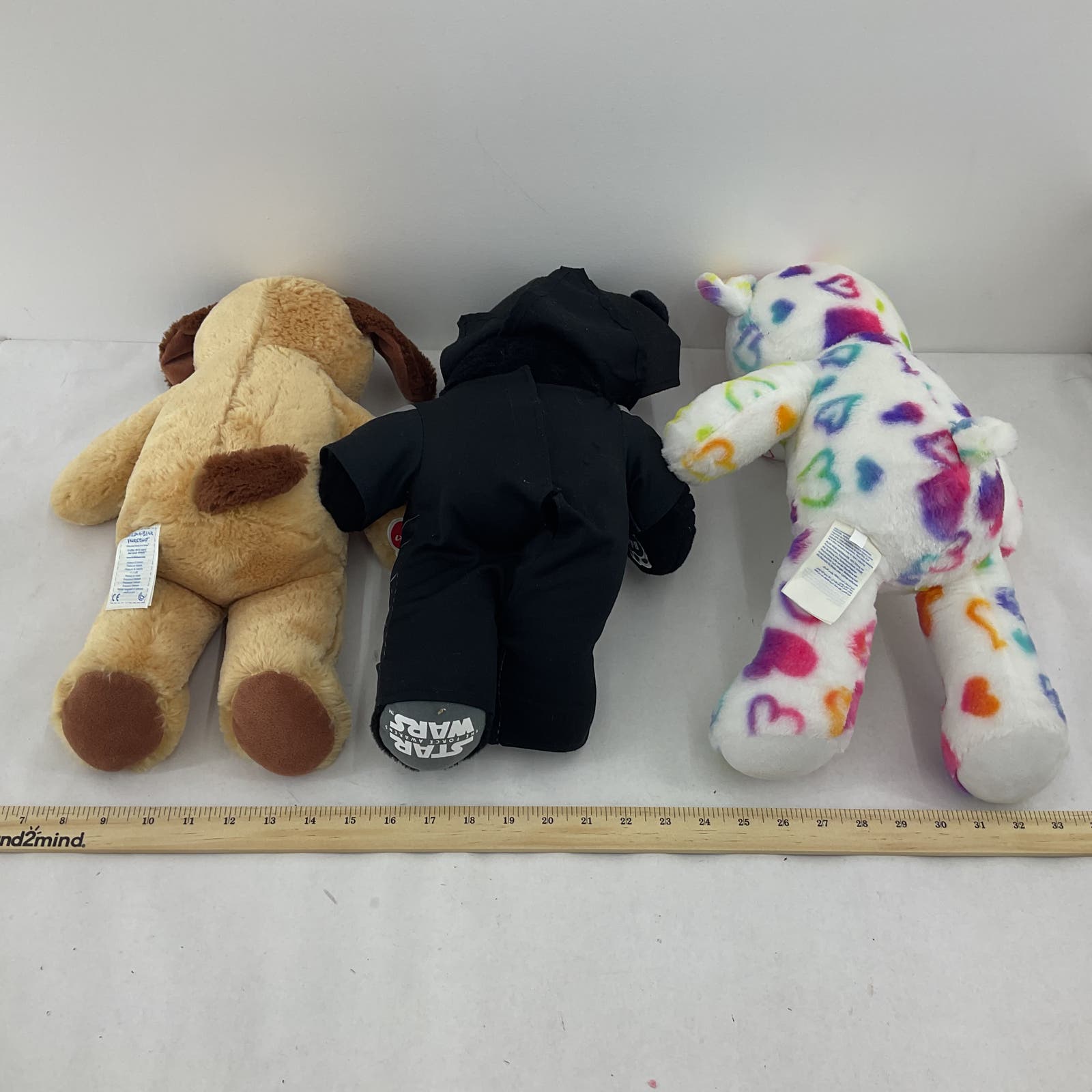 Build a Bear Black Stuffed Animal Star Wars Tie Dye White Bear Dog Plush Lot - Warehouse Toys
