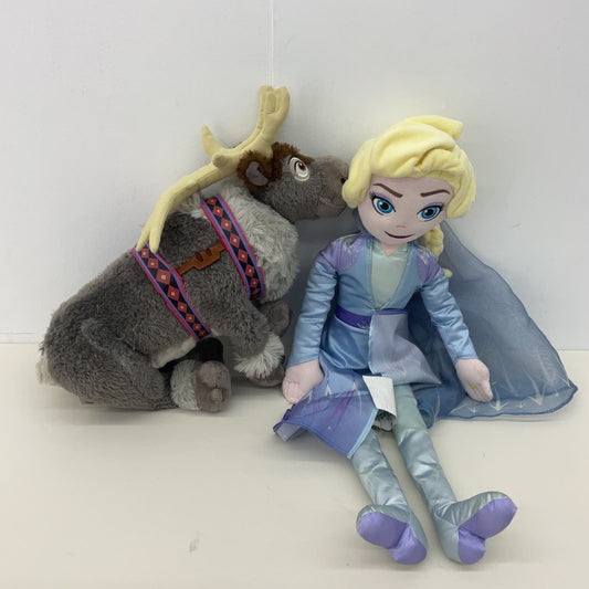 Disney Gray Frozen Sven Moose Elsa Blue Princess Dress Plush Dolls Toys