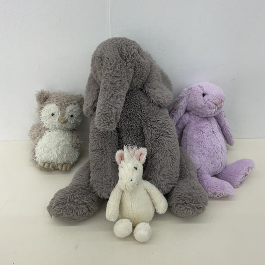 Cute CUDDLY LOT Jellycat Soft Gray Elephant White Unicorn Purple Bunny Owl Plush - Warehouse Toys