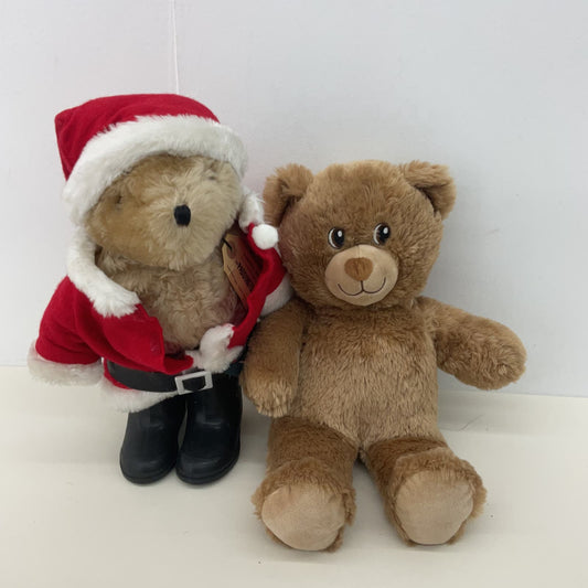 CUTE LOT 2 Brown Teddy Bears Plush BABW & Xmas Santa Outfit Stuffed - Warehouse Toys