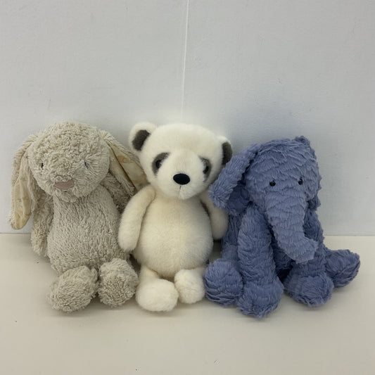 CUTE LOT 3 Jellycat Plush Dolls White Bear Blue Cordy Elephant Gray Bunny Plush - Warehouse Toys
