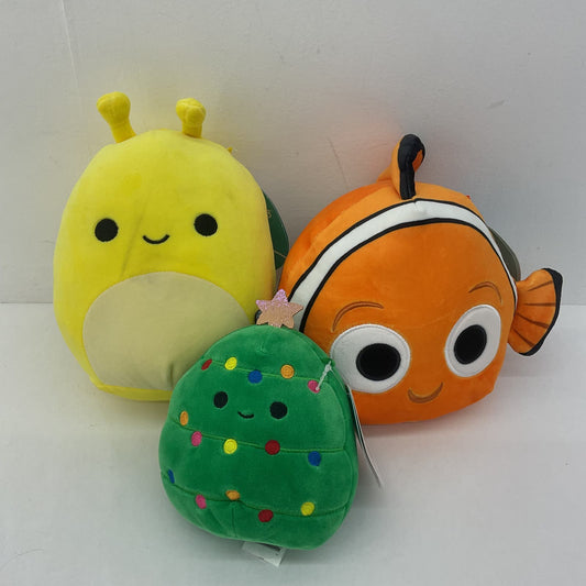 CUTE LOT 3 Squishmallows Finding Nemo Xmas Tree Yellow Banana Slug Plush Dolls - Warehouse Toys