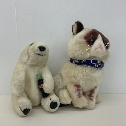 CUTE LOT Coca Cola Polar Bear Mascot & GUND Grumpy Cat Plush Doll Toys - Warehouse Toys