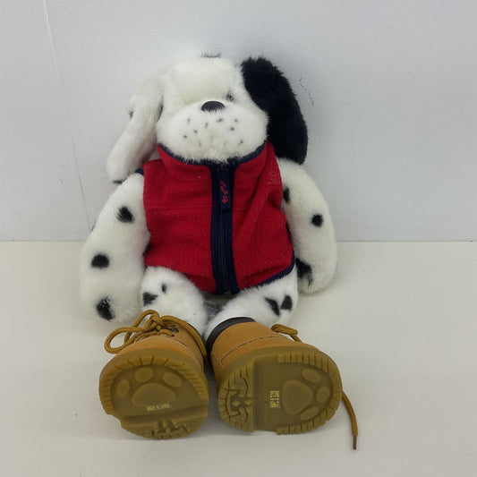 CUTE Soft Cuddly BABW Build A Bear Black White Dog in Brown Combat Boots Plush - Warehouse Toys