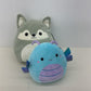 Cute Soft LOT 2 Squishmallows Gray Fox Blue Axolotl Plush Dolls Stuffed Toys - Warehouse Toys