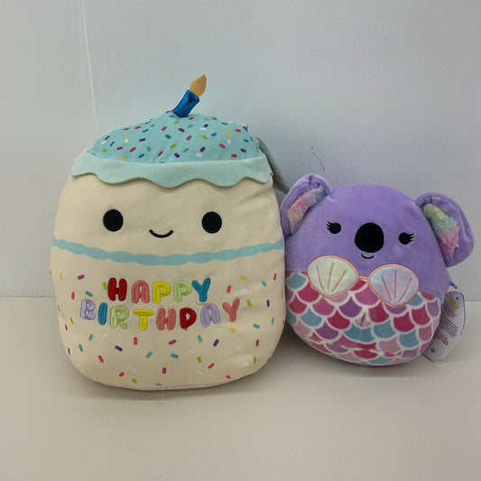 CUTE Squishmallows LOT Purple Mermaid Koala & Birthday Cake Plush Dolls - Warehouse Toys