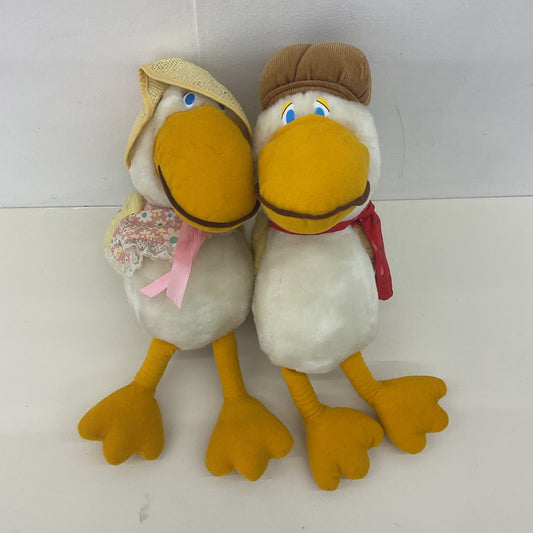 Vintage Mattel Emotions 1980s White Stork Birds Mom & Dad Character Plush Dolls