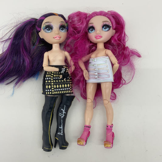 MGA CUTE LOT 2 Loose Rainbow High Fashion Play Dolls Used Purple Pink Hair