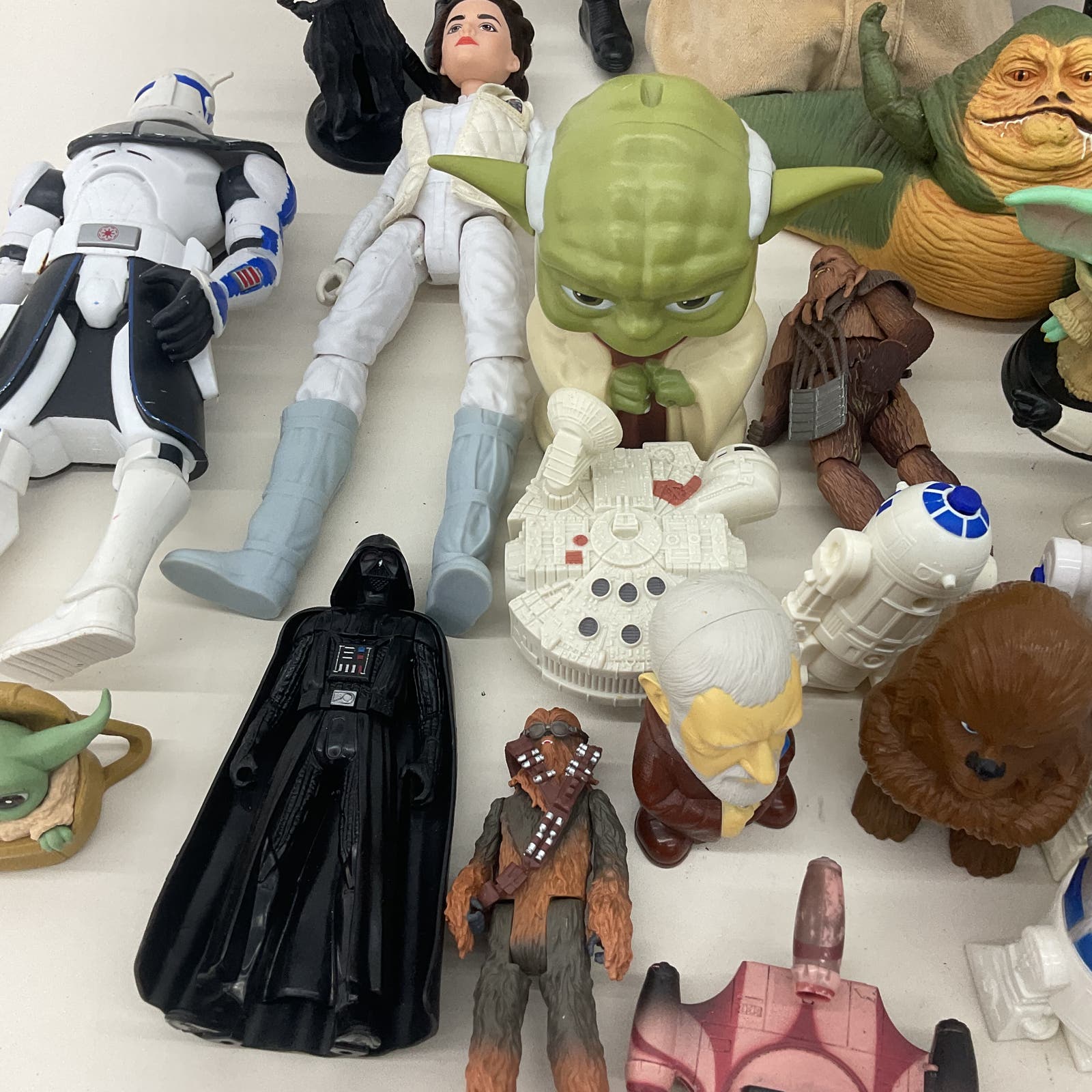 Large LOT Star Wars Action Figures Baby Grogu Plush Doll R2 D2 Jabba the Hut - Warehouse Toys