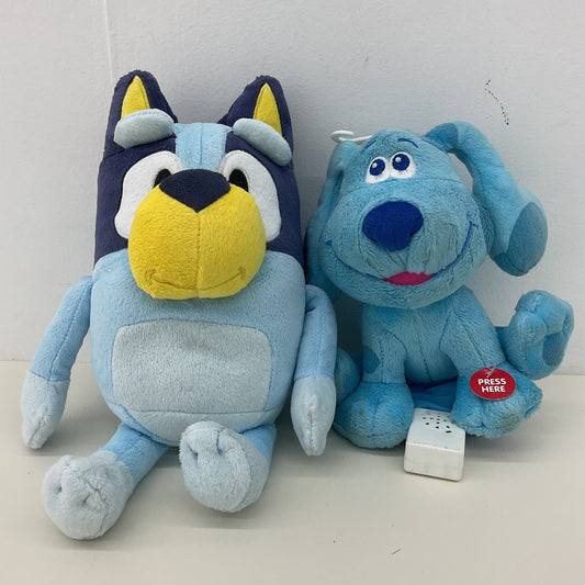 LOT 2 Character Plush Dolls Nickelodeon Blues Clues Dog Bluey Cartoon Stuffed - Warehouse Toys
