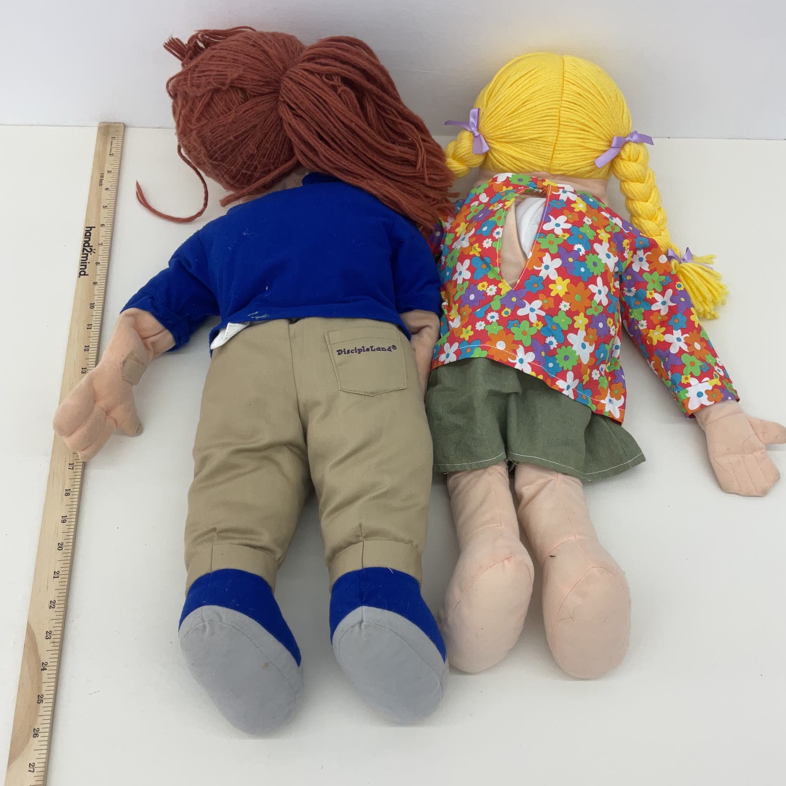 LOT 2 Hand & Rod Full Body Plush Puppets Brunette Blonde Girl Woman Silly Puppet - Warehouse Toys