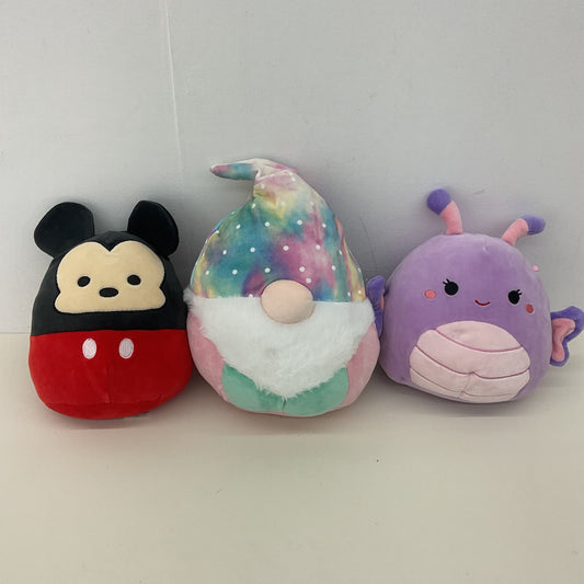 LOT 3 Squishmallows Plush Disney Mickey Mouse Purple Butterfly Rainbow Wizard - Warehouse Toys