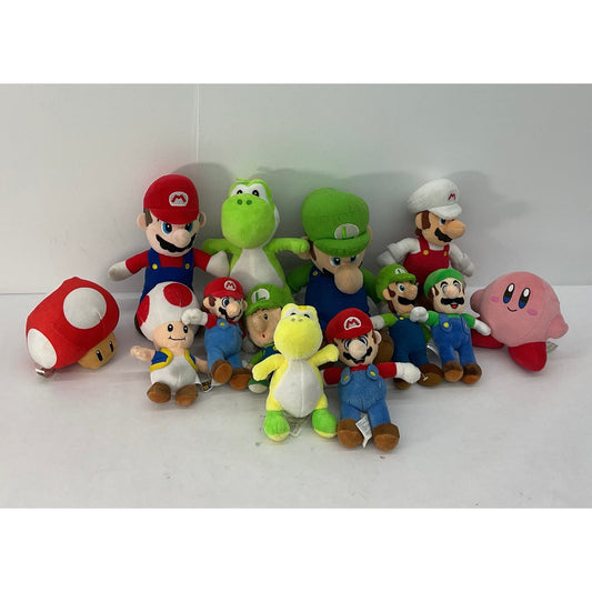 LOT of 13 Nintendo Super Mario Bros Plush Toy Figures Mario Luigi Yoshi Used - Warehouse Toys