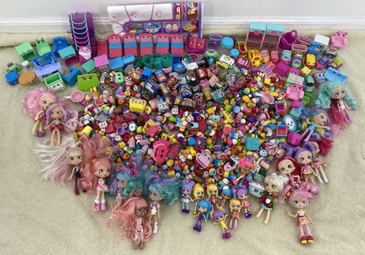Lot Of 15 lbs Moose Shopkins Mini Groceries Furniture Shoppies Doll Toys Figures - Warehouse Toys