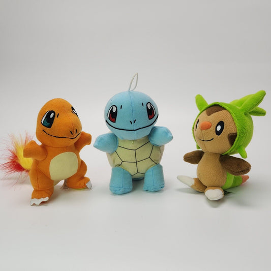 Lot Of 3 Pokemon Plush Doll Toys Charmander Squirtle Chespin Nintendo Tomy - Warehouse Toys