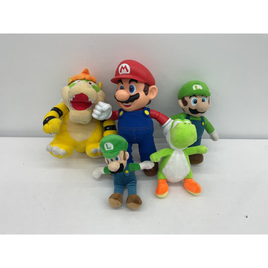 LOT of 5 Nintendo Super Mario Bros Plush Toy Figures Luigi Yoshi Bowser Used - Warehouse Toys