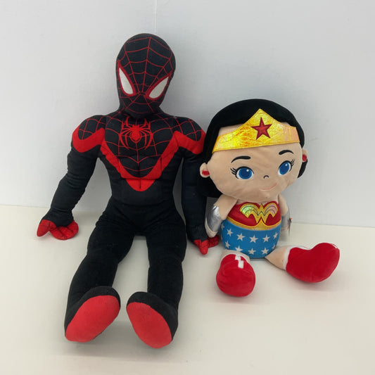 Marvel Black Red Spiderman & DC Comics Small Wonder Woman Plush Dolls - Warehouse Toys