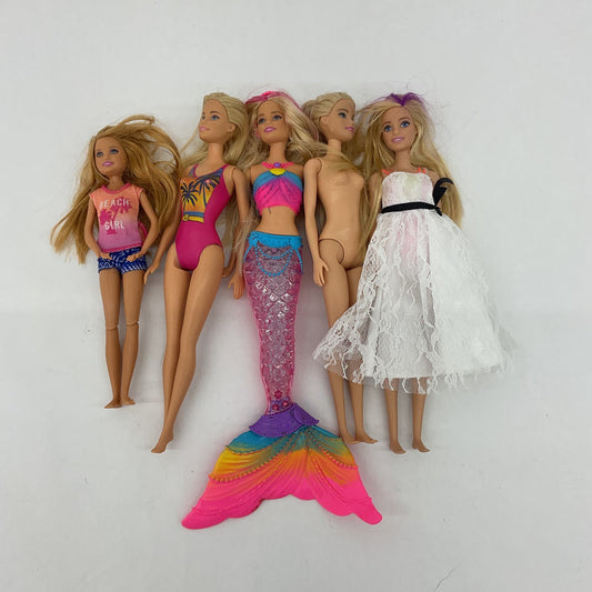 Mattel Barbie & Others Loose Fashion Dolls LOT Blonde Hair Mermaid Pink Fin Used - Warehouse Toys