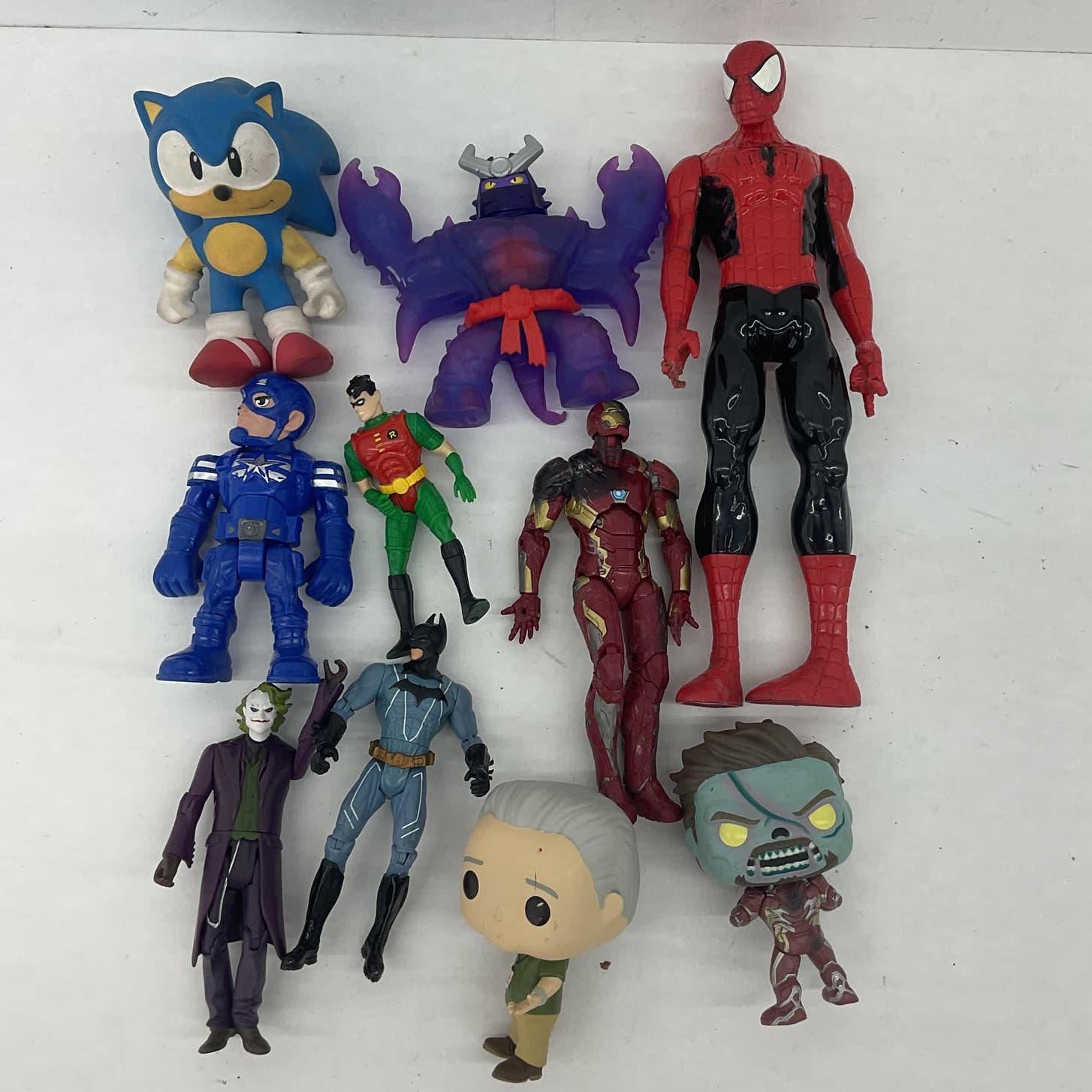 Mixed Action Figure Lot Sonic Spiderman Funko Pop Batman Joker