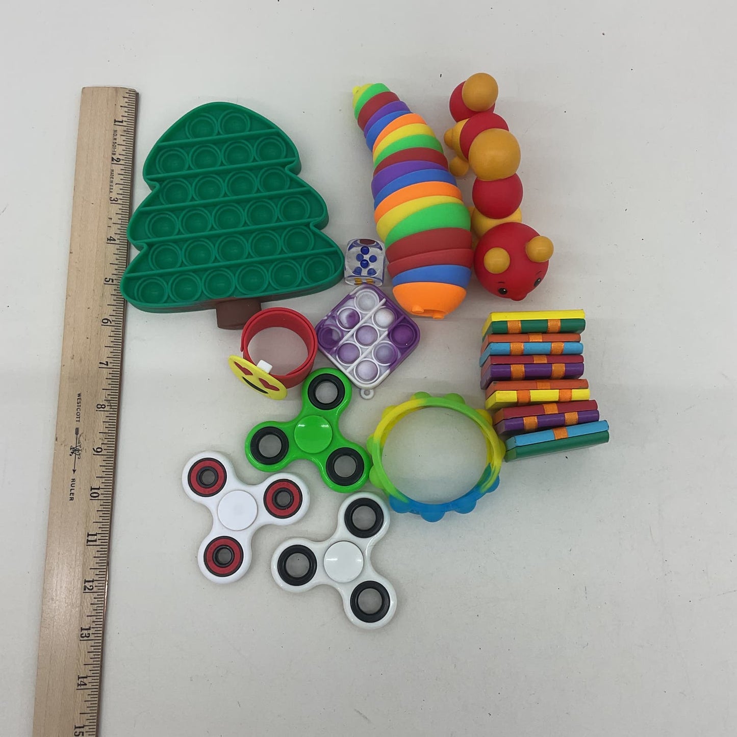 Mixed LOT Sensory Fidget Toys Poppers Spinners Worms Bracelets Used - Warehouse Toys