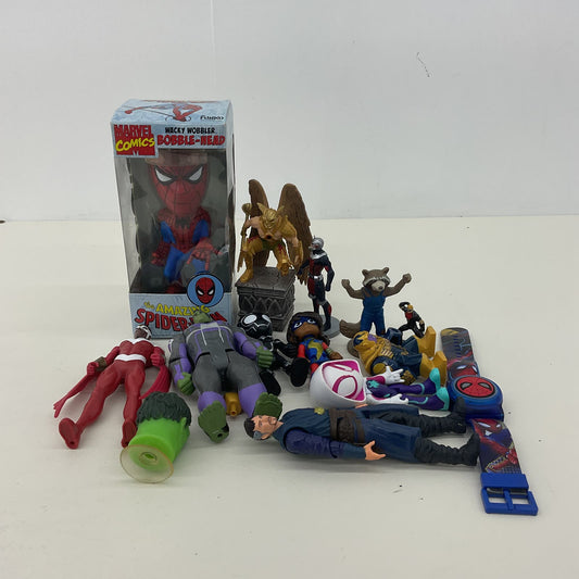 Mixed Marvel Action Figures Toys LOT Spiderman Gwen Rocky Raccoon Black Panther - Warehouse Toys