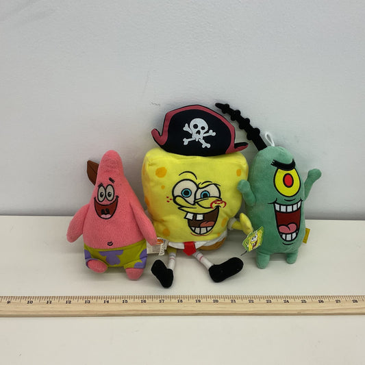 Mixed Used LOT 3 Nickelodeon Spongebob Squarepants Patrick Star Plankton Plush - Warehouse Toys