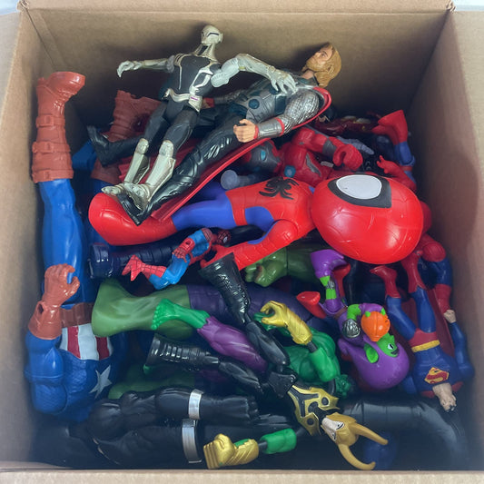 Mixed Used LOT 7 lbs Hasbro Marvel Mixed Action Figures Spiderman Black Panther - Warehouse Toys