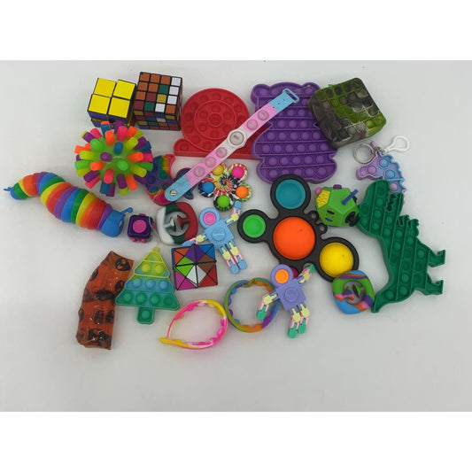 Mixed Used LOT Sensory Colorful Fidget Puzzle Toys Popit Spinners Wriggly Worm - Warehouse Toys
