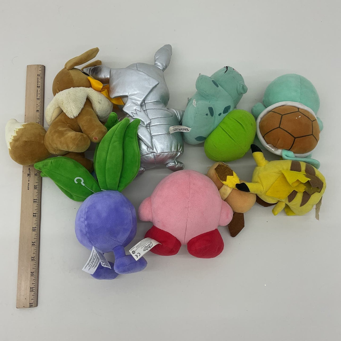 Nintendo Mixed Character Plush Kirby Metallic Silver Pikachu Squirtle Eevee - Warehouse Toys