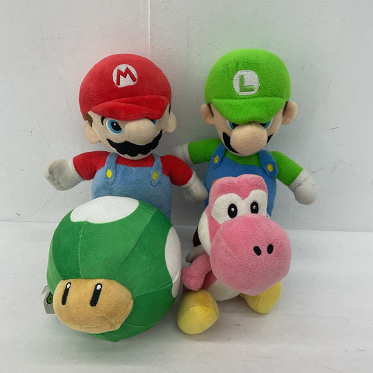 Nintendo Multicolor Mario Luigi Pink Yoshi Mushroom Plush Lot Stuffed Animal - Warehouse Toys