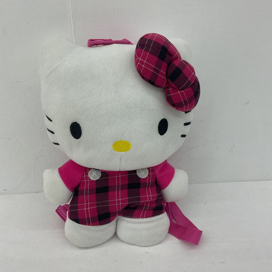 Sanrio Hello Kitty Backpack Character Plush Doll in Pink Black Plaid Outfit - Warehouse Toys