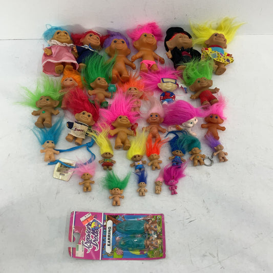 VTG & Modern LOT Russ Berrie Treasure Troll Dolls Good Luck Charms Toys Earrings