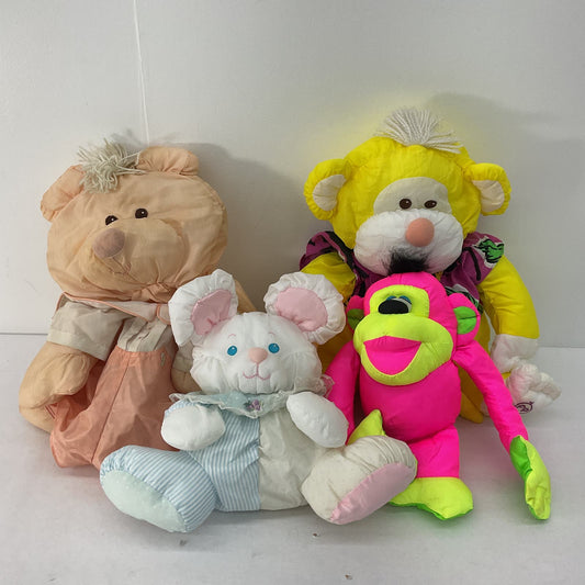 VTG LOT 4 Fisher Price Puffalump Plush Animal Toy Dolls Bunny Monkey Bear Mouse