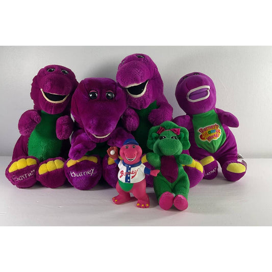 VTG LOT Of 6 Barney & Friends Plush Dinosaur Toys Figures Stuffed Animal Pbs Used