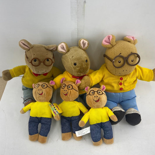 VTG Mixed Lot of 6 Arthur Aardvark Animal Plush Toy Doll Figures Eden USED