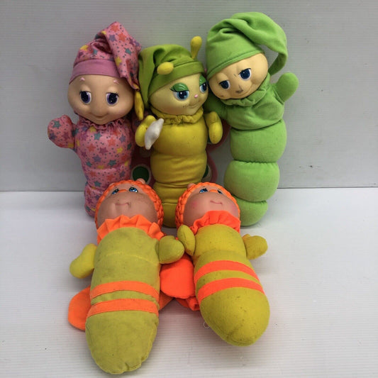 VTG LOT of 5 Soma Hasbro Preschool GloWorm Plush Butterfly Dolls SOLD AS IS