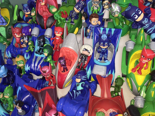 33 lbs LOT of PJ Masks Action Figures Toys Cars Connor Amaya Greg Super Heroes - Warehouse Toys